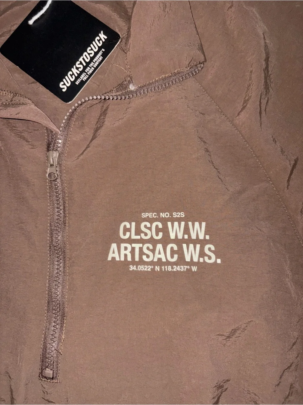 CLSC Life 1/2 Zip Pullover Windbreaker Jacket Mens Sz L Brown Streetwear Skater